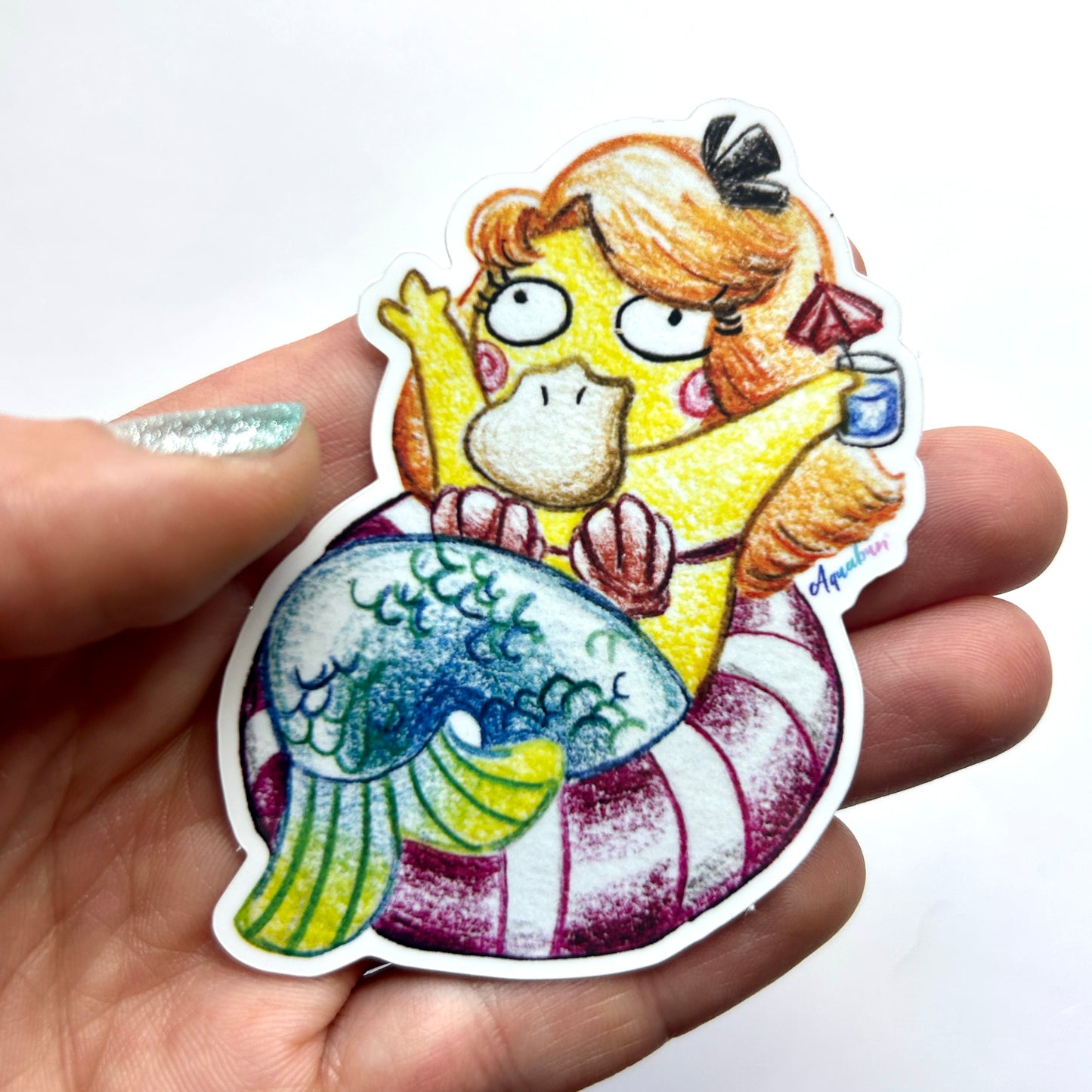 Psychic Duck Mermaid Sticker