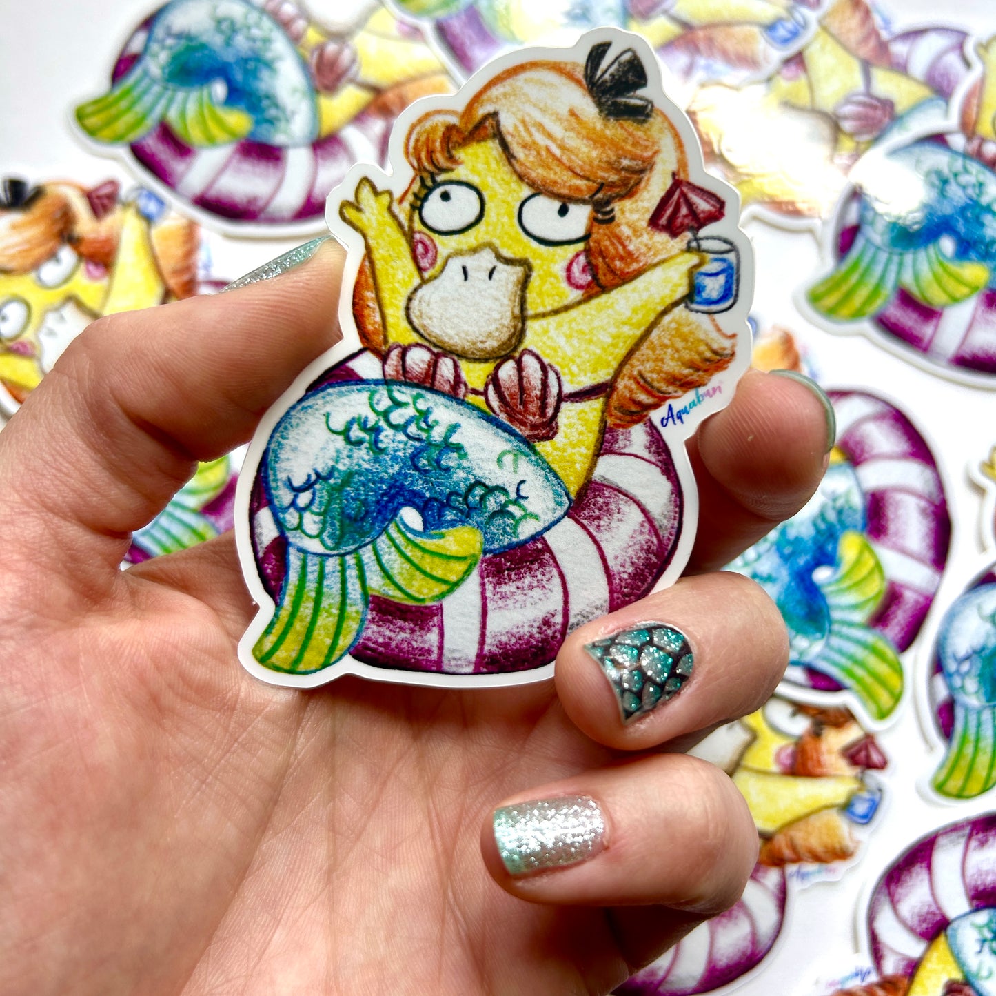 Psychic Duck Mermaid Sticker