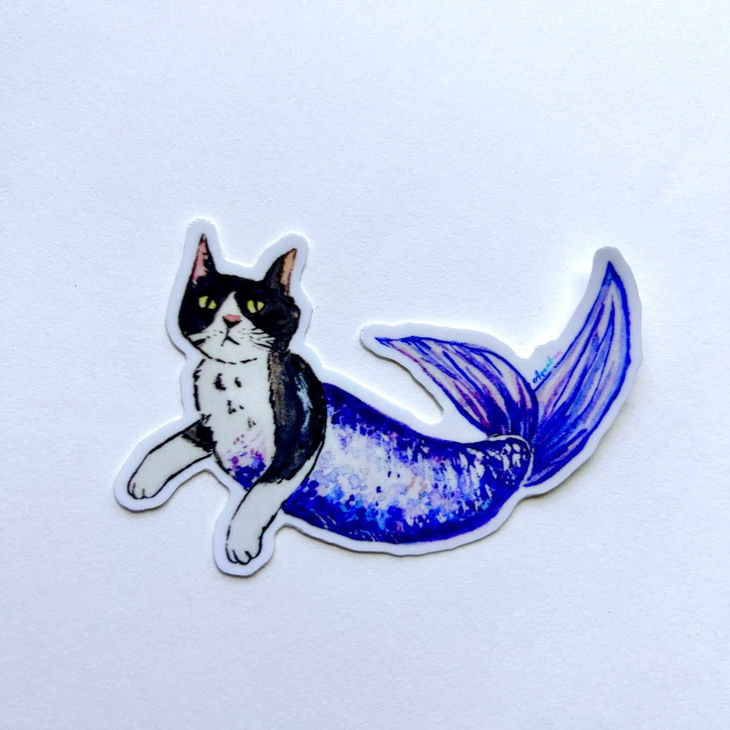 Tuxedo Cat Mermaid Sticker