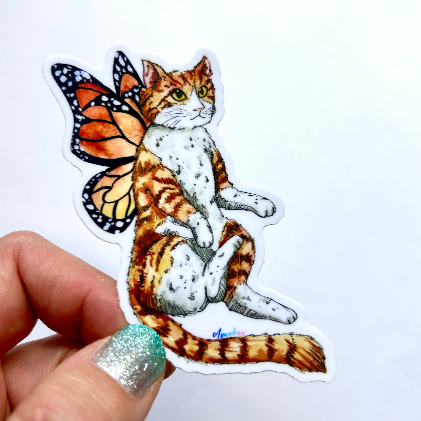 Orange Cat Fairy Sticker