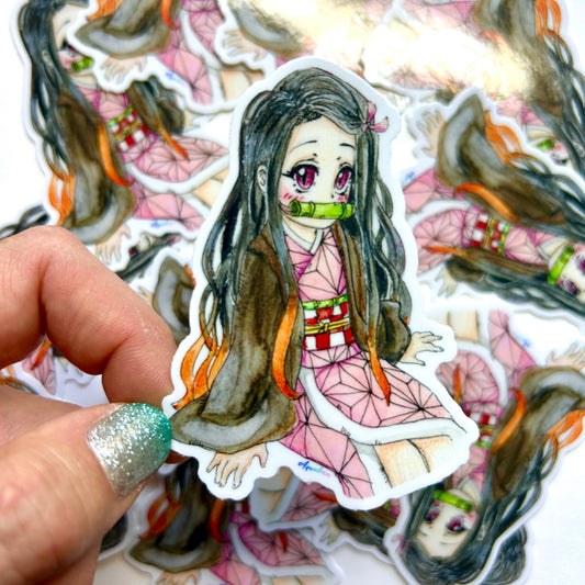 Pink Kimono Girl Sticker