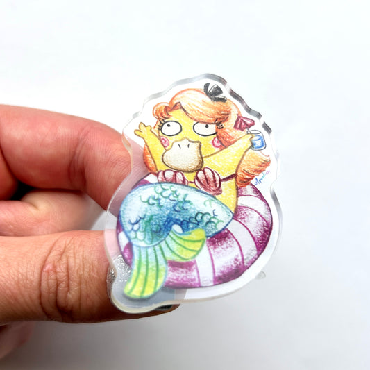 Psychic Duck Mermaid Acrylic Pin