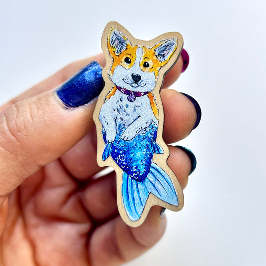 Corgi Mermaid Pin