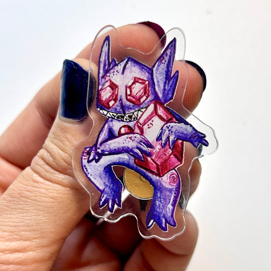 Purple Gem Goblin Acrylic Pin