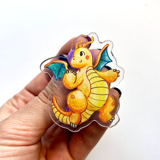 Orange Dragon Acrylic Pin