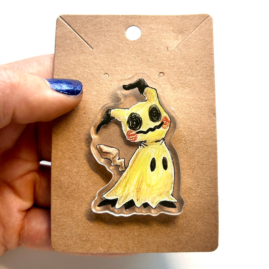 Costumed Yellow Ghost Acrylic Pin