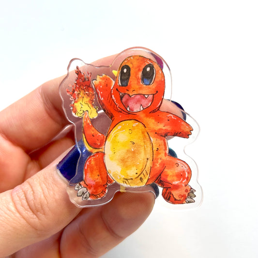 Orange Lizard Acrylic Pin