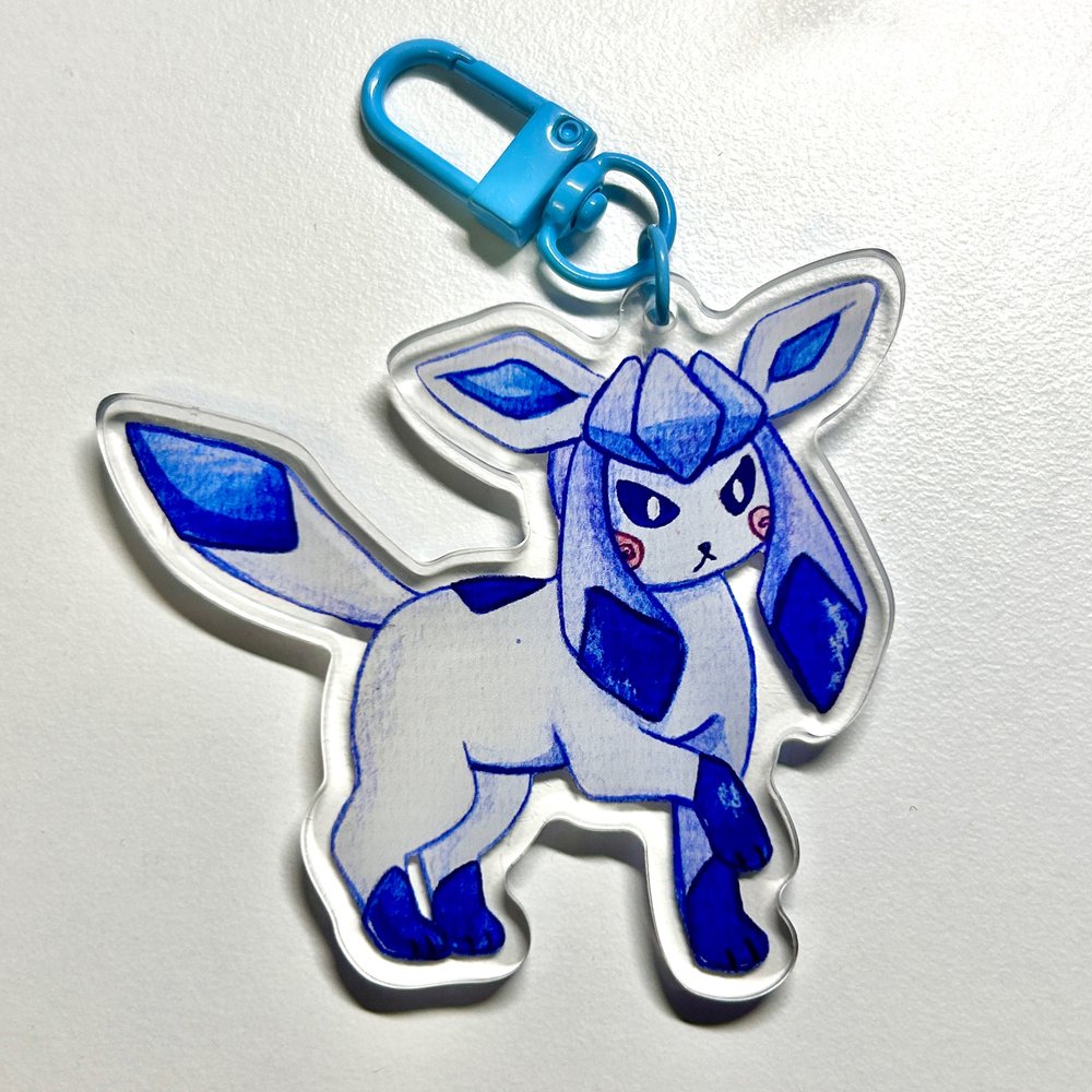 Blue Ice Kitty Keychain