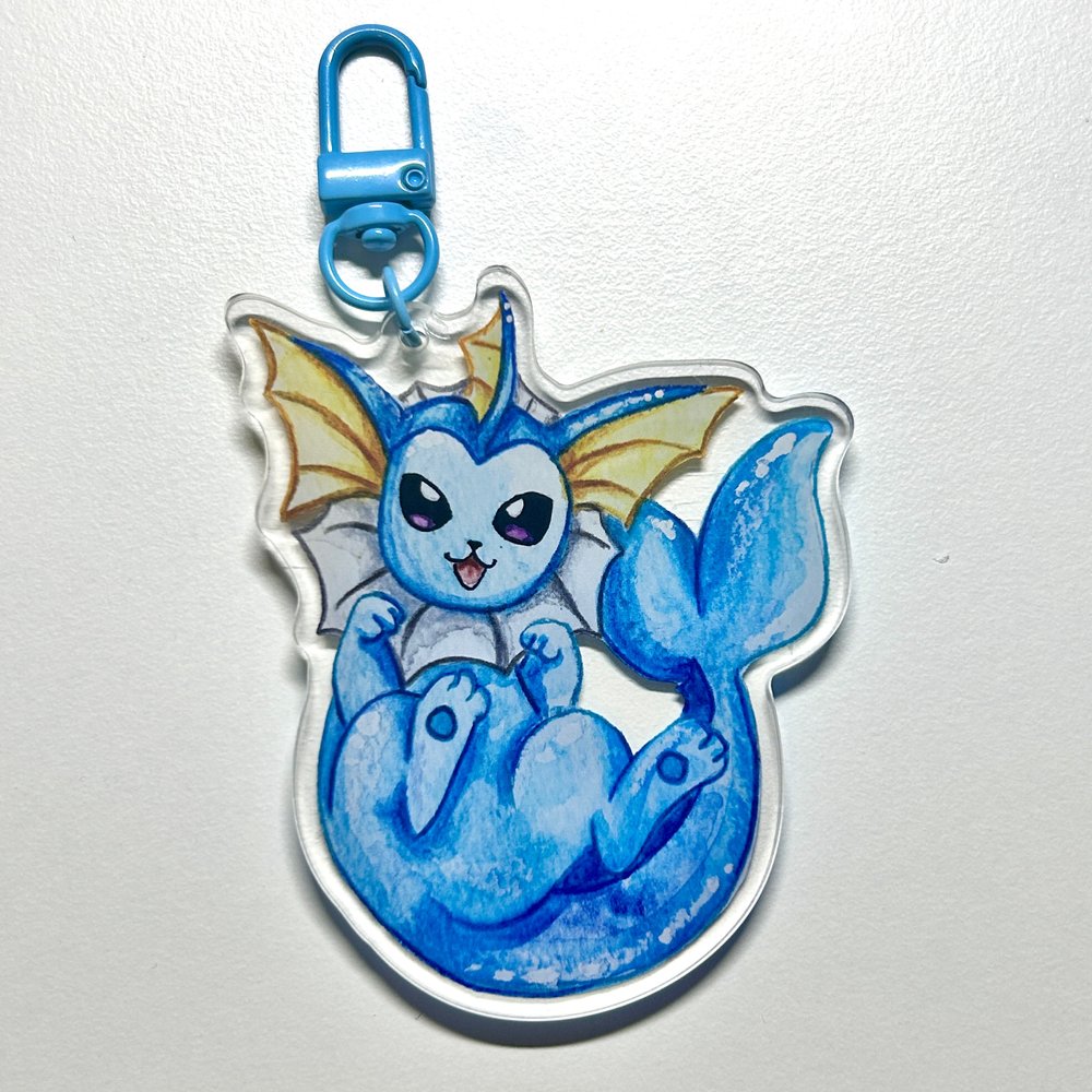 Aqua Water Kitty Keychain