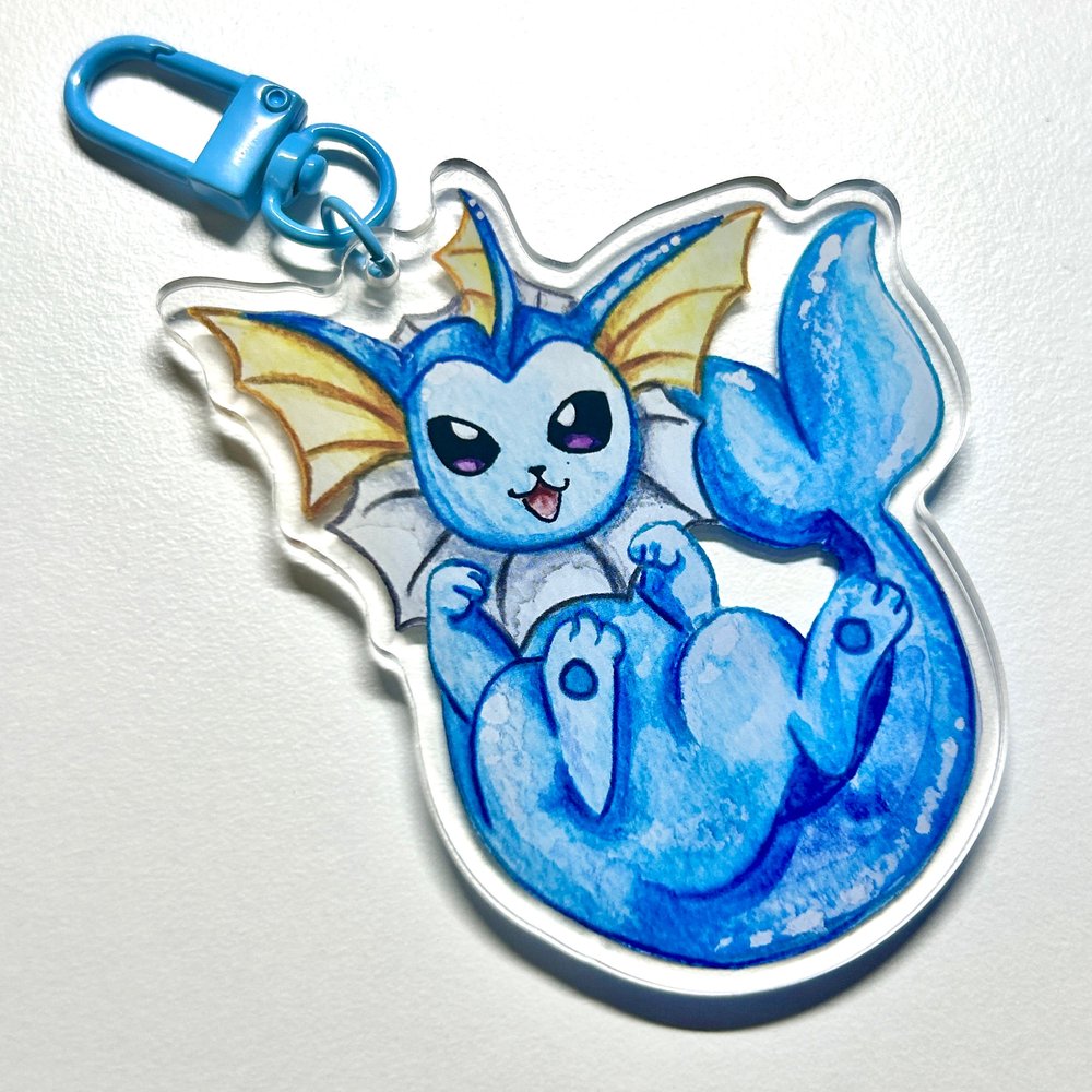 Aqua Water Kitty Keychain