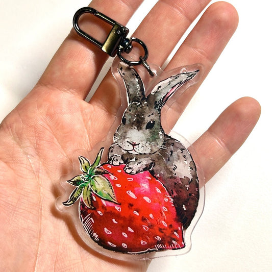 Strawberry Bunny Keychain