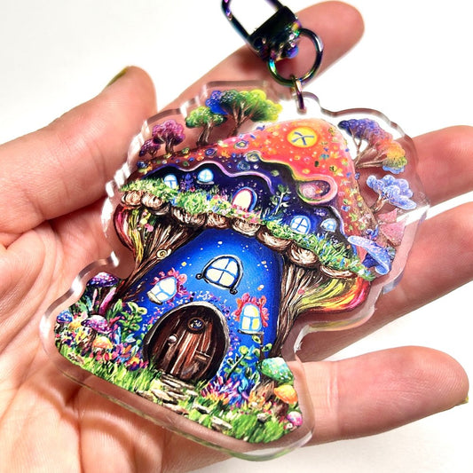 Mushroom House Keychain