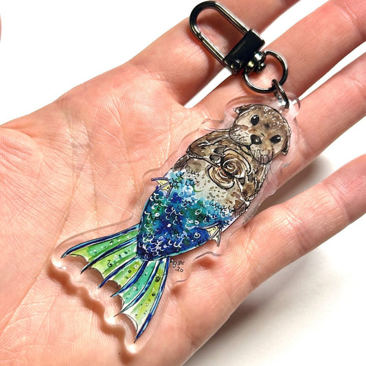 Otter Mermaid Keychain