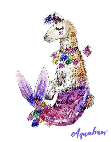 Llama Mermaid Print