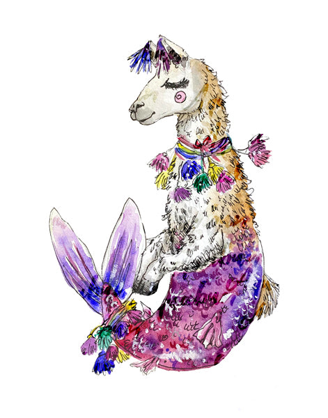 Llama Mermaid Print