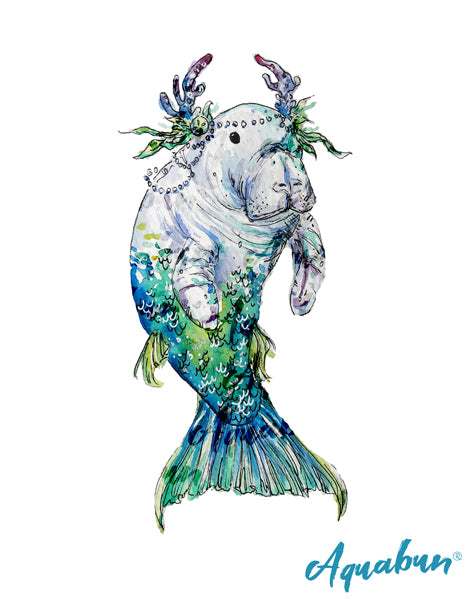 Manatee Mermaid Print