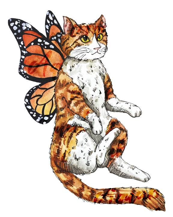 Orange Cat Fairy Print