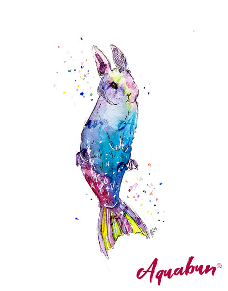 Rainbow Mermaid Bunny Print