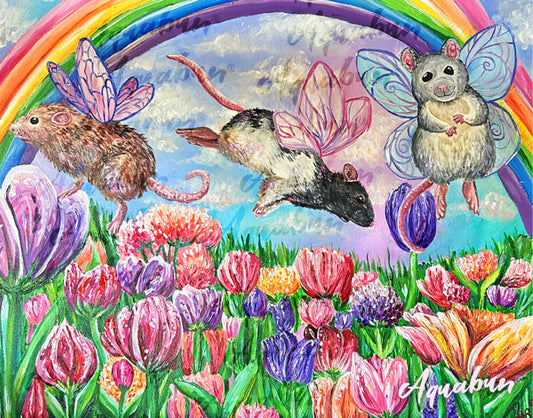 Rat Fairies in Spring Print