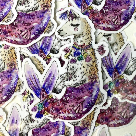 Llama Mermaid Sticker