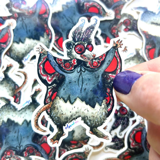 Possum Mothman Costume Sticker