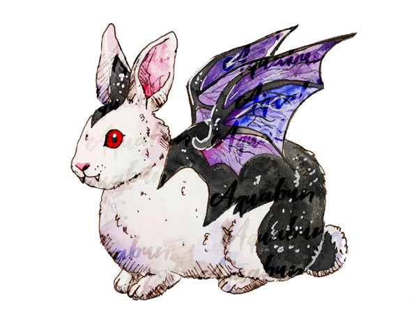Vampire Yellow Rabbit Vampire Bunny Print โ Aquabun