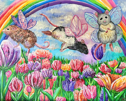 Rat Fairies in Spring Print