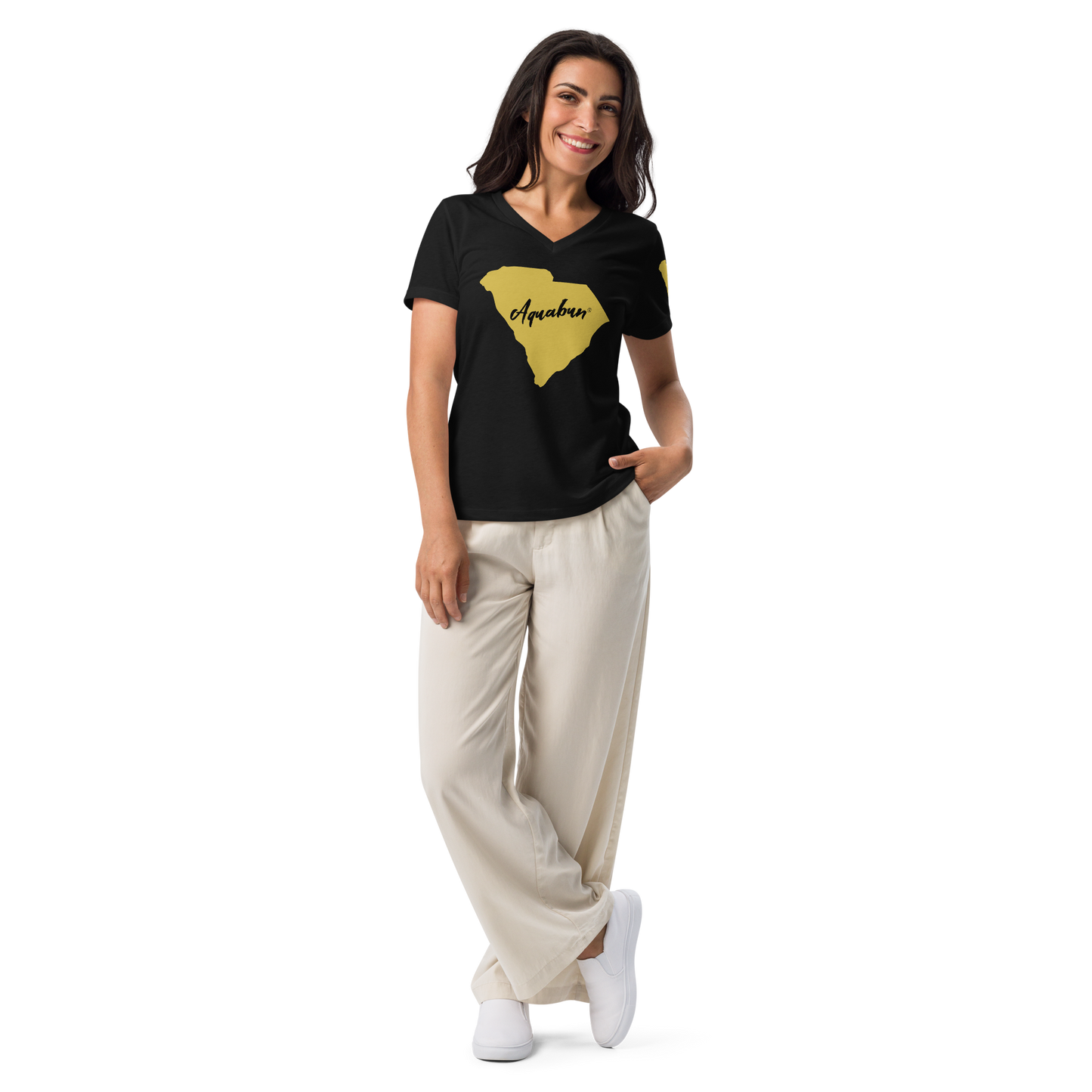 Aquabun Carolina Gold Women’s V-neck T-shirt